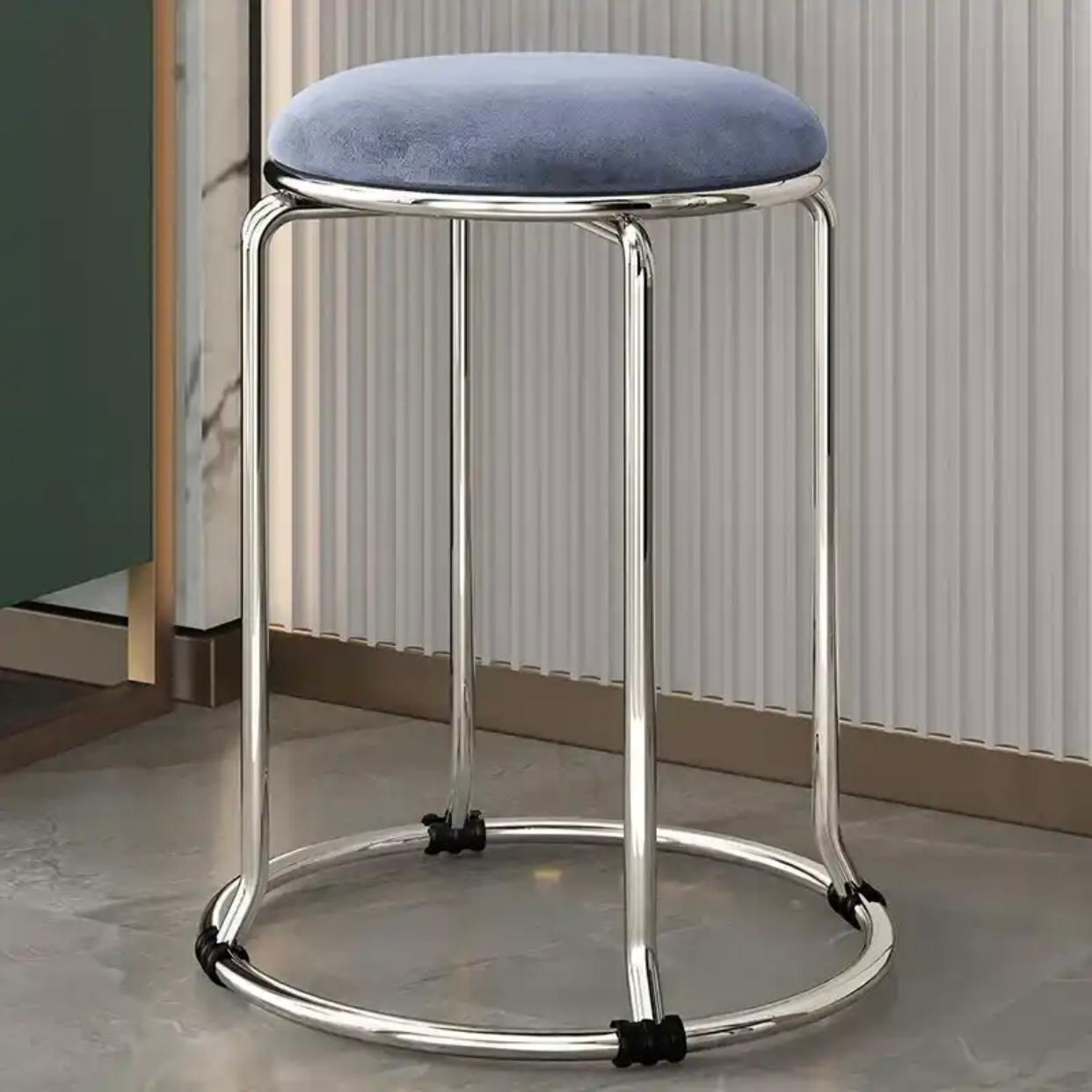 round stool chair silver