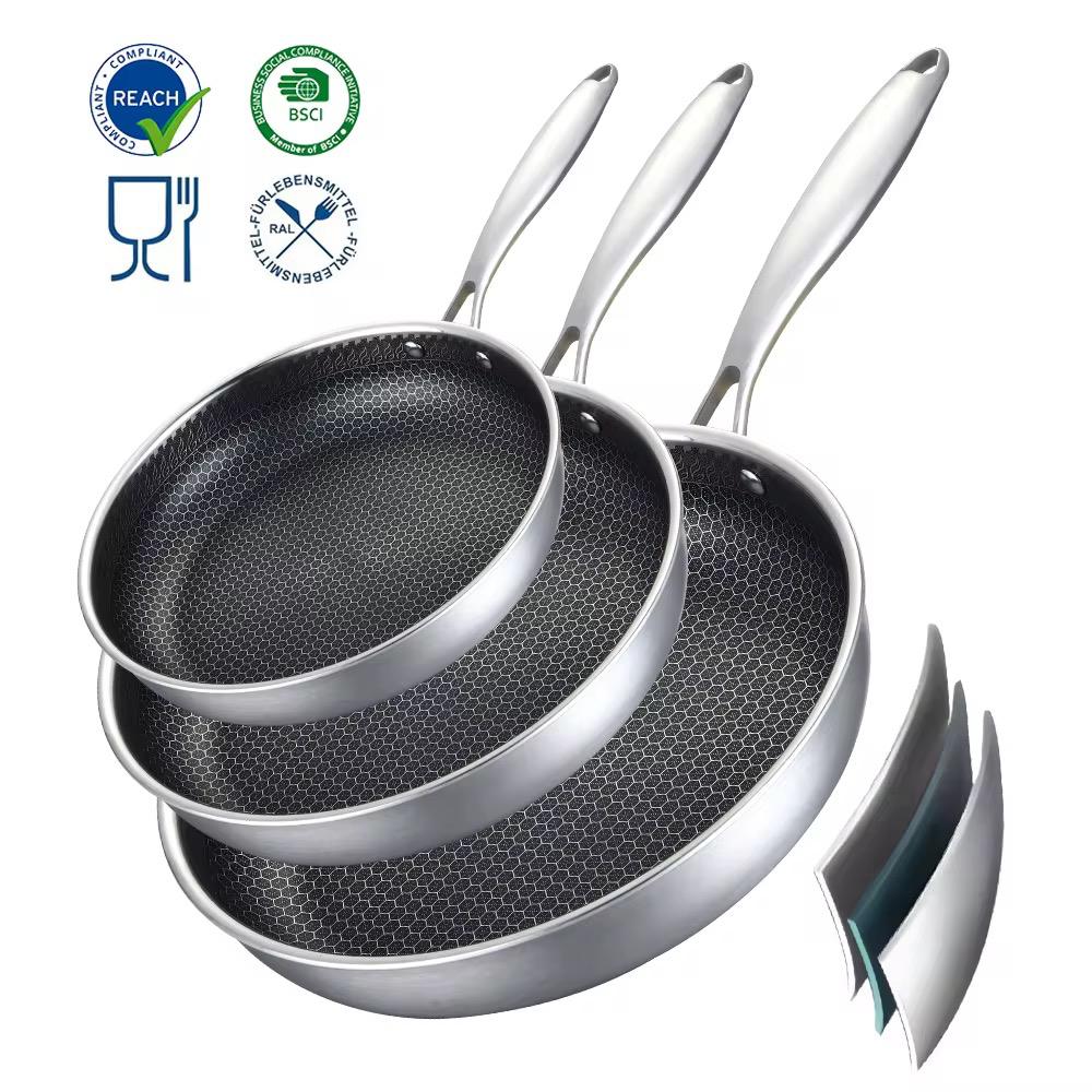 stainless steel pan set 3 pcs