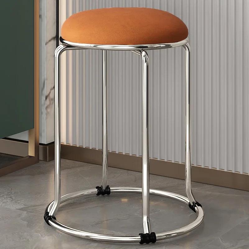round stool chair silver