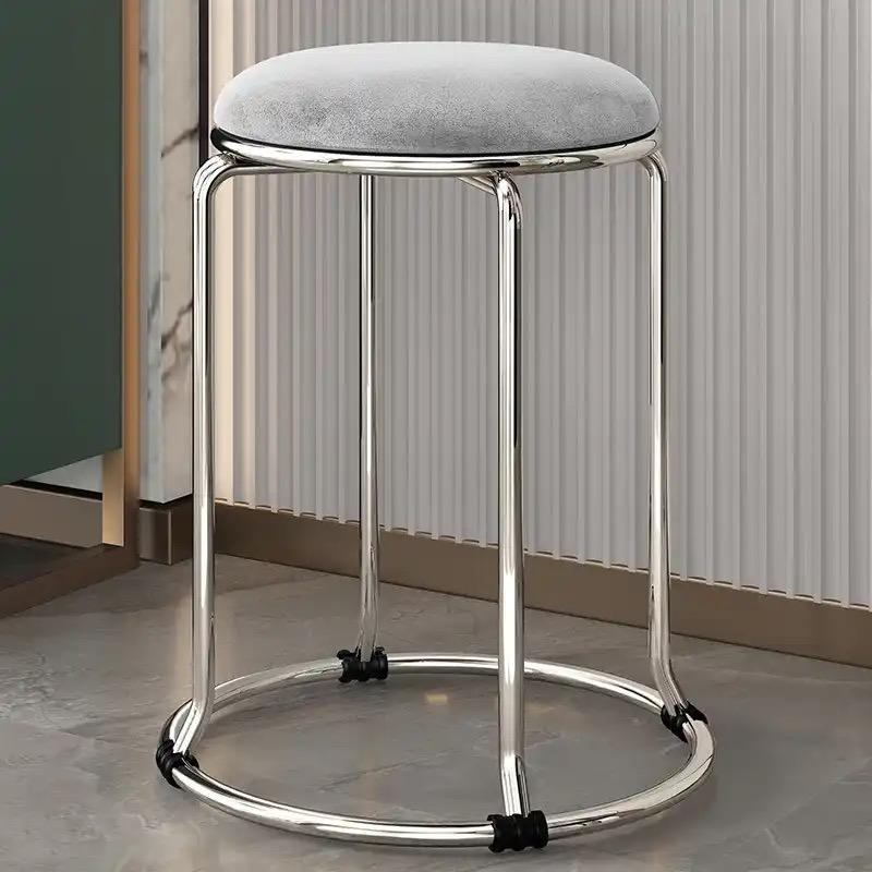 round stool chair silver