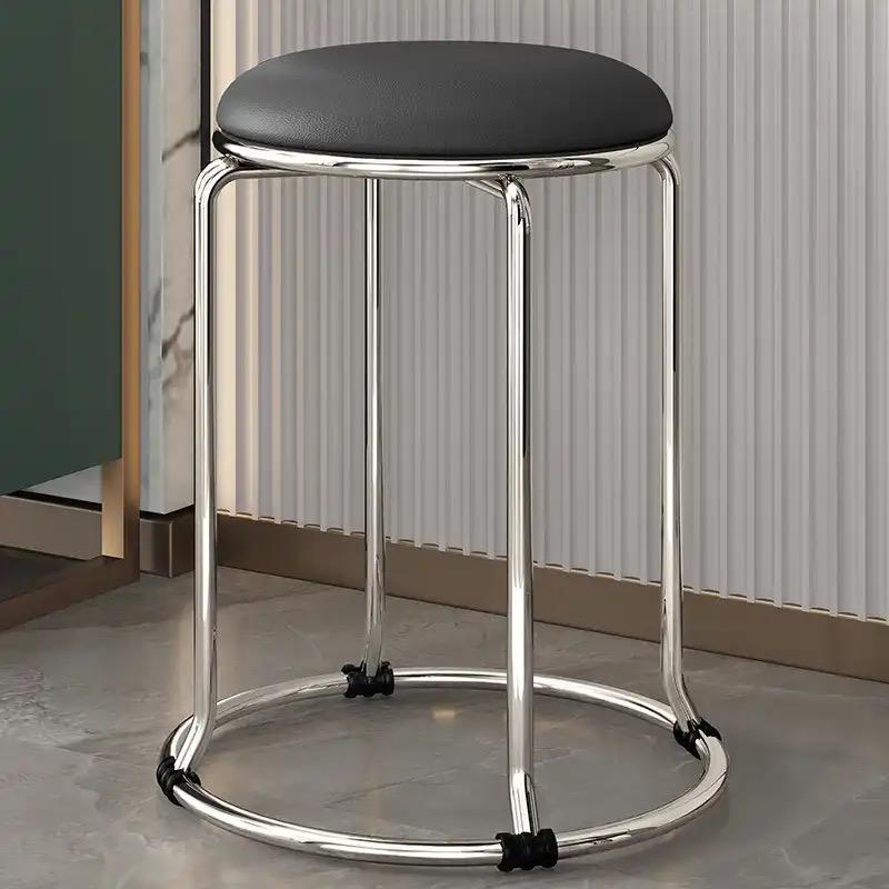 round stool chair silver