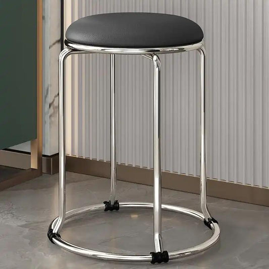 round stool chair silver