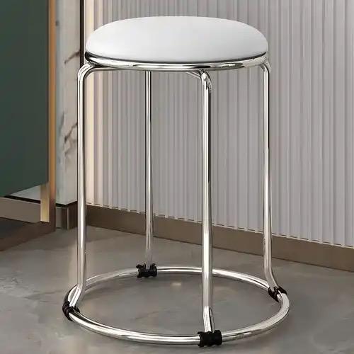 round stool chair silver