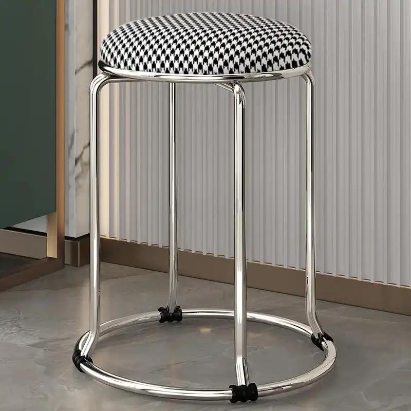 round stool chair silver