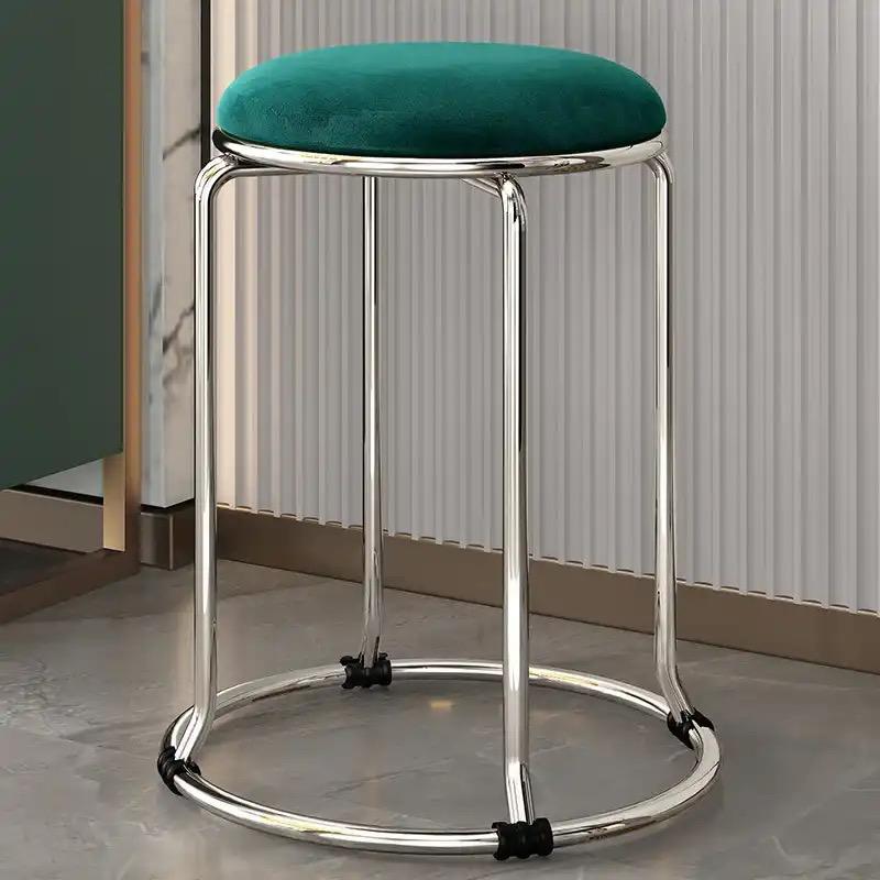 round stool chair silver