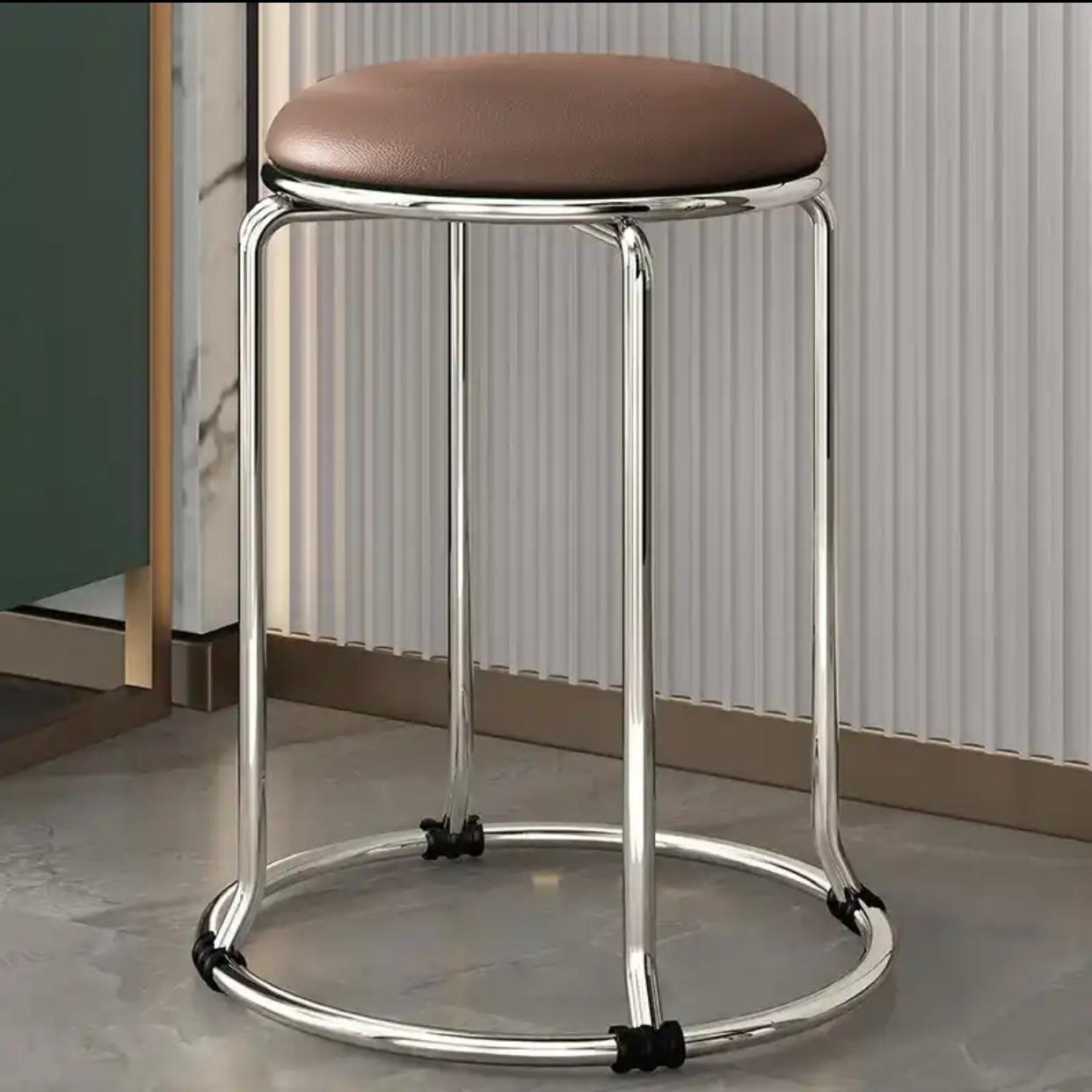 round stool chair silver
